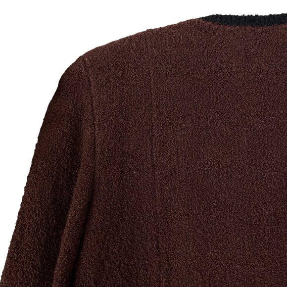Steve Fabrikant Neiman Marcus Boucle Knit Buttoned Cardigan Sweater Brown Size 4 - Picture 5 of 10